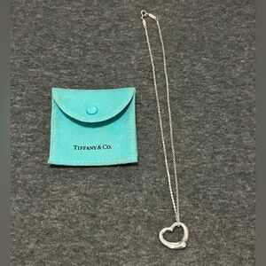 EUC Tiffany & Co. Sterling Silver Open Heart Pendant Necklace